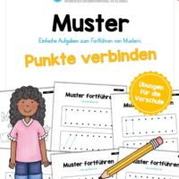 Übung für die Vorschule: Muster fortführen - Punkte verbinden (5 Arbeitsblätter)
