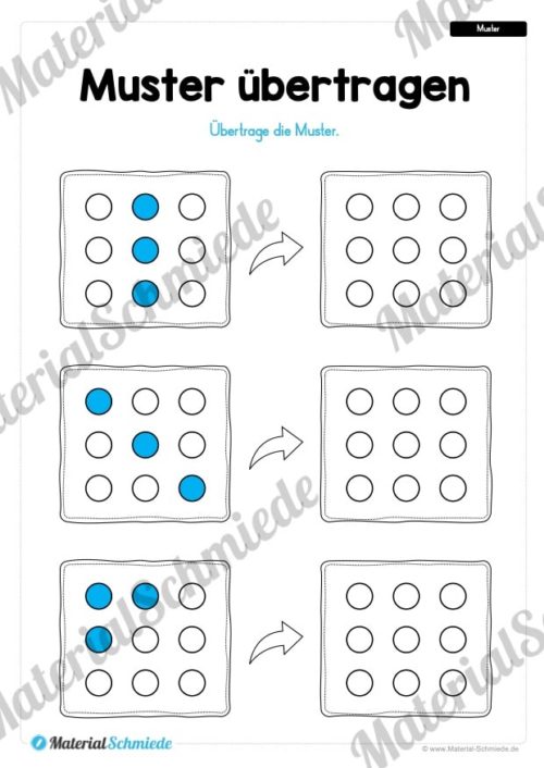 Übung für die Vorschule: Muster (Punkte) übertragen (Vorschau 01)