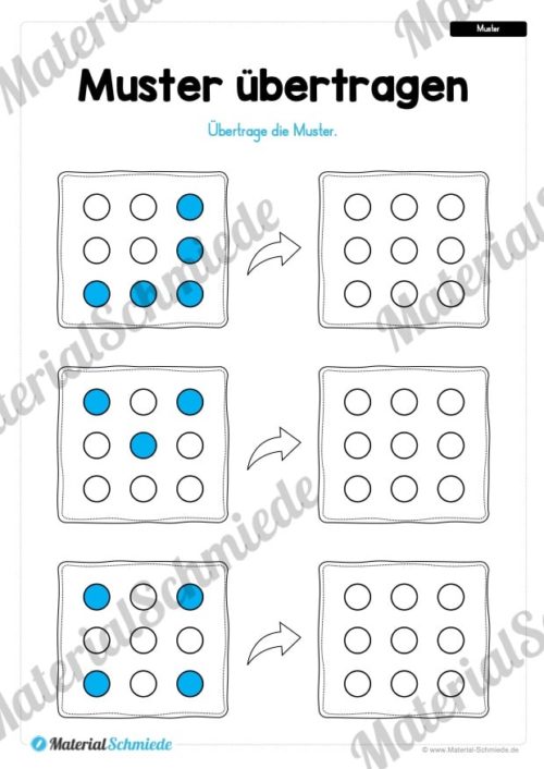 Übung für die Vorschule: Muster (Punkte) übertragen (Vorschau 02)
