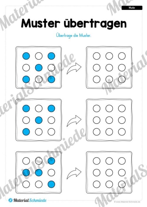 Übung für die Vorschule: Muster (Punkte) übertragen (Vorschau 03)