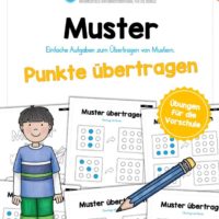 Übung für die Vorschule: Muster (Punkte) übertragen (5 Arbeitsblätter)