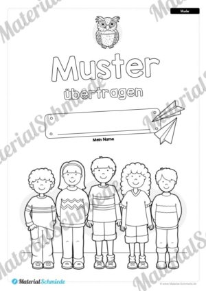 Übung für die Vorschule: Muster übertragen mit Punkten (Deckblatt)