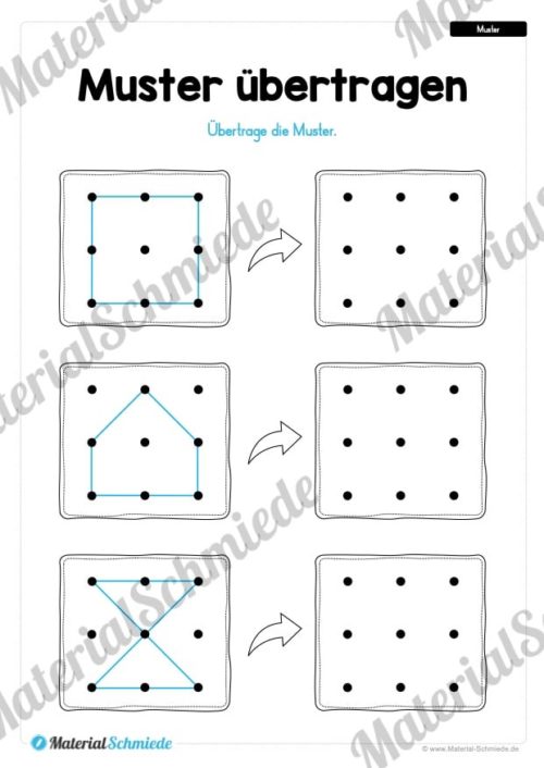 Übung für die Vorschule: Muster übertragen mit Punkten (Vorschau 01)