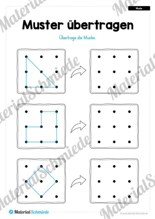 Übung für die Vorschule: Muster übertragen mit Punkten (Vorschau 02)