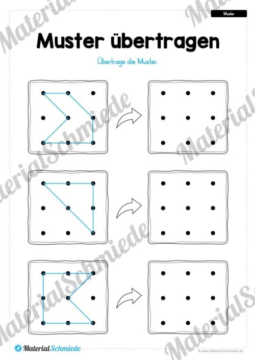 Übung für die Vorschule: Muster übertragen mit Punkten (Vorschau 03)