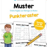 Übung für die Vorschule: Muster übertragen mit Punkten (5 Arbeitsblätter)
