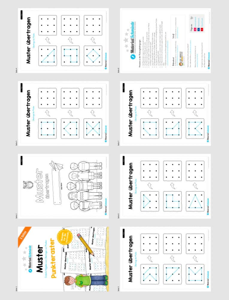 Übung für die Vorschule: Muster übertragen mit Punkten (Überblick)