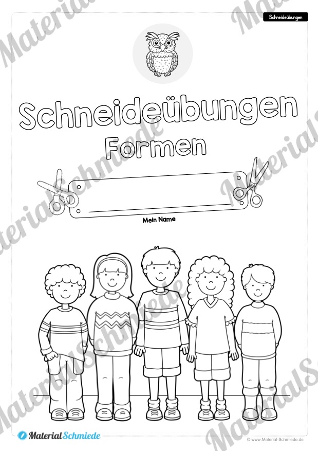 12 Schneideübungen für Kinder (Formen)