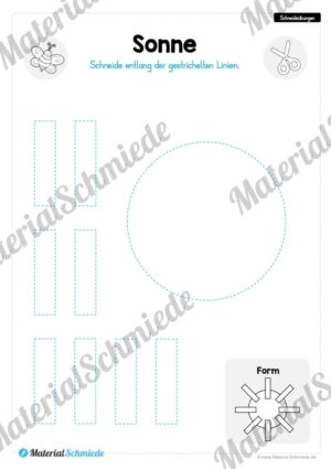 Schneideübungen für Kinder: Formen (Sonne)