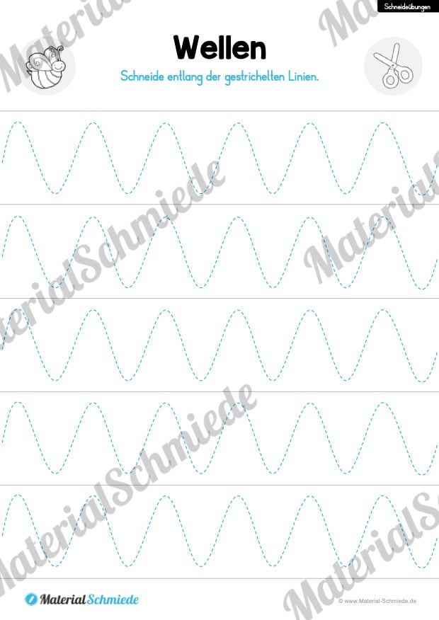 Schneideübungen für Kinder: Wellen (Vorschau 04)