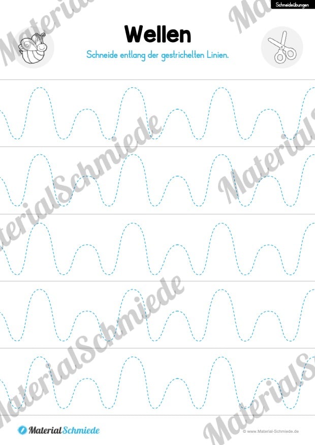 Schneideübungen für Kinder: Wellen (Vorschau 07)