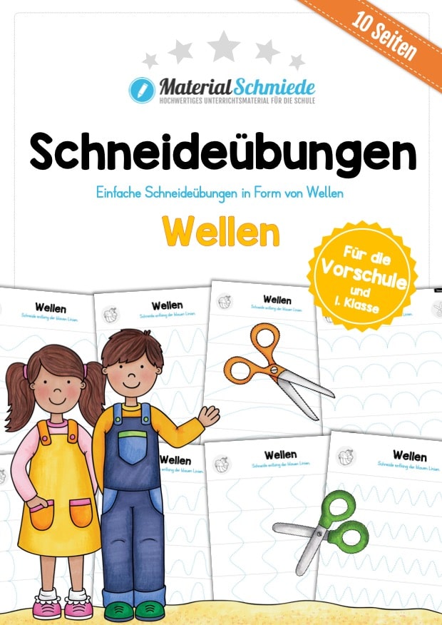 Schneideübungen für Kinder: Wellen