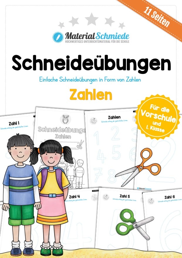 Schneideübungen für Kinder: Zahlen