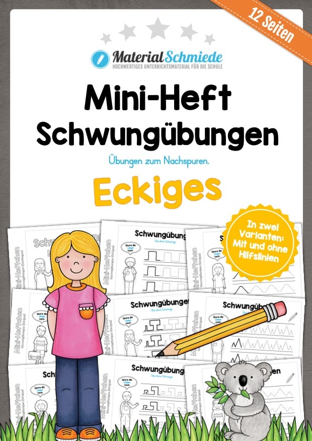 Mini-Heft Schwungübungen: Eckiges (12 Arbeitsblätter)