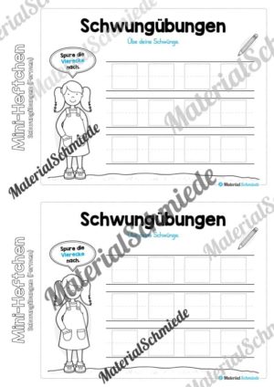 Mini-Heft Schwungübungen: Formen (Vorschau 02 mit Linien)