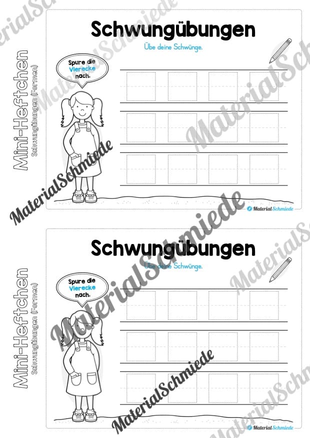 Mini-Heft Schwungübungen: Formen (Vorschau 02 mit Linien)