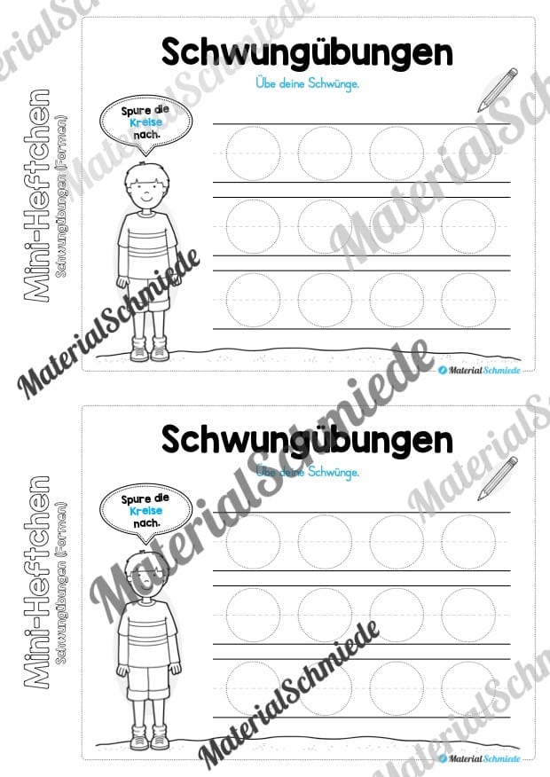 Mini-Heft Schwungübungen: Formen (Vorschau 03 mit Linien)