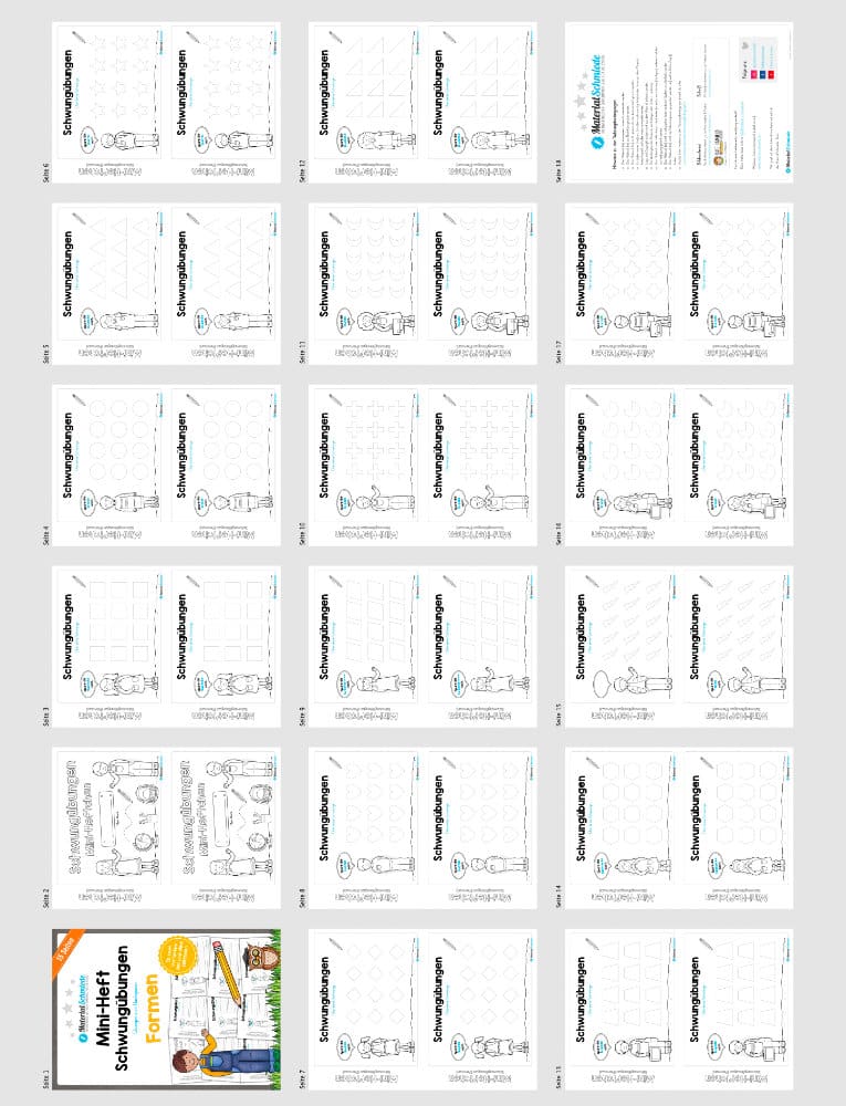 Mini-Heft Schwungübungen: Formen (Überblick ohne Hilfslinien)