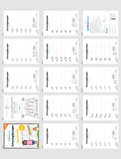 Schwungübungen: Aufgaben für Profis (Überblick ohne Linien)