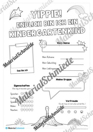 Steckbrief: Endlich Kindergartenkind (Tier: Regenwurm / Regenwürmer-Gruppe)